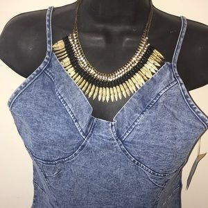 2/$30 Feather gold colored statement boho  necklace
